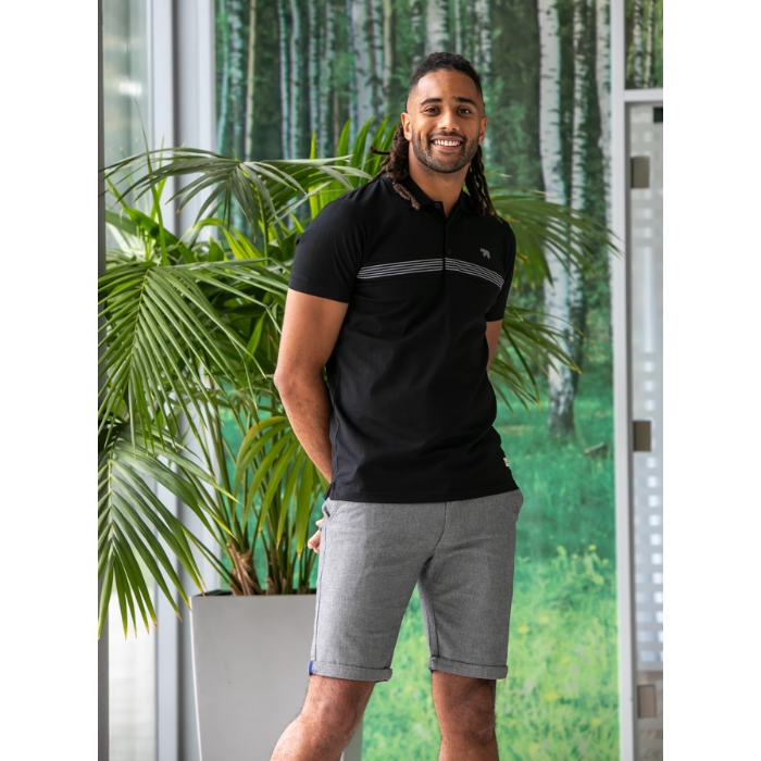 D555 Stafford Big Men's Cut and Sew Polo Shirt Black