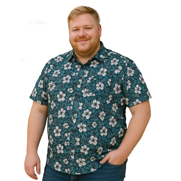 KAM Big Mens Hibiscus Floral Print Short Sleeve Shirt KBS6061
