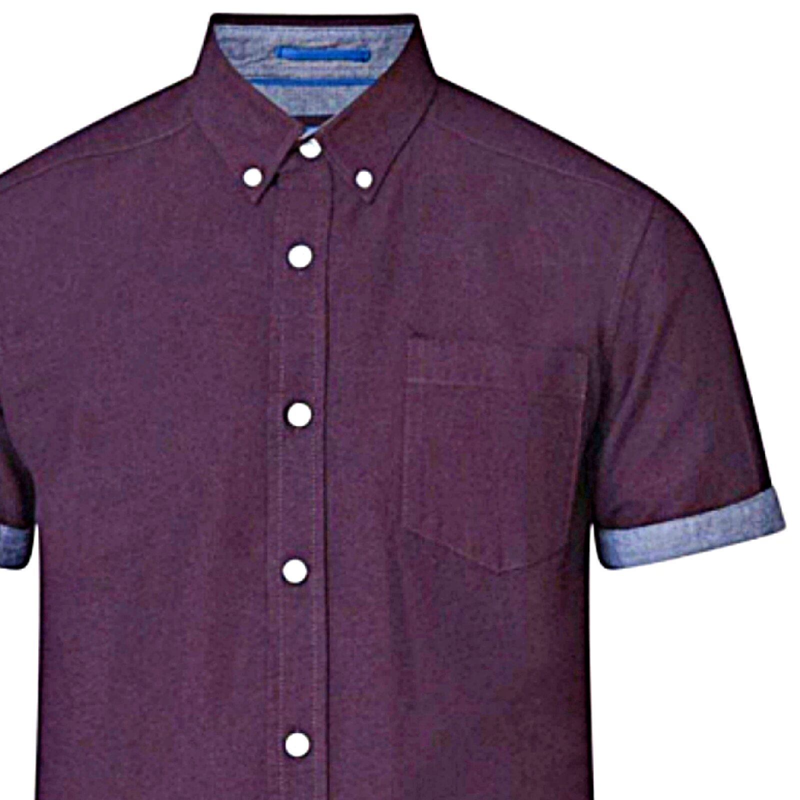 D555 Kevin Short Sleeve Cotton Shirt Dark Plum