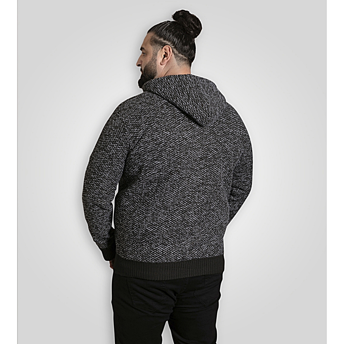 Big sizes up to 6xl D555 FAREHAM Knitted Hoody with Bonded Sherpa Lining BLACK 641804