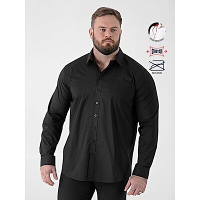D555 OLIVER Men's Big Ultimate Stain Resist Non Iron Long Sleeve Stretch Shirt BLACK