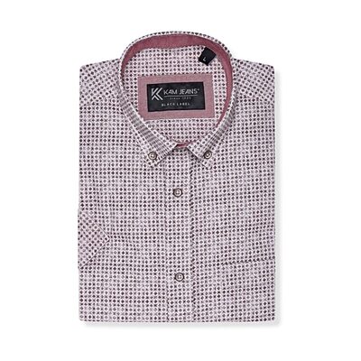 KAM Short Sleeve Premium Geo Print Shirt FIG KBS PO56