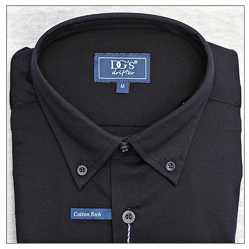 £55 2XL - DG'S DRIFTER Navy Plain Stretch Shirt Long Sleeve 14633 -