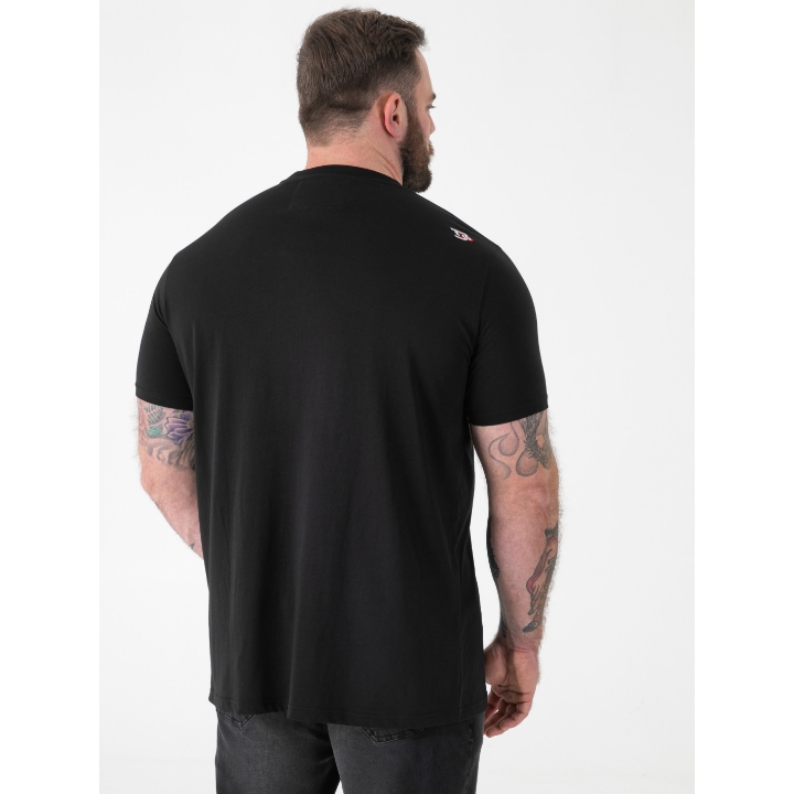 D555 ELLIOTT Multi Coloured Guitar Printed Crew Neck T-Shirt BLACK