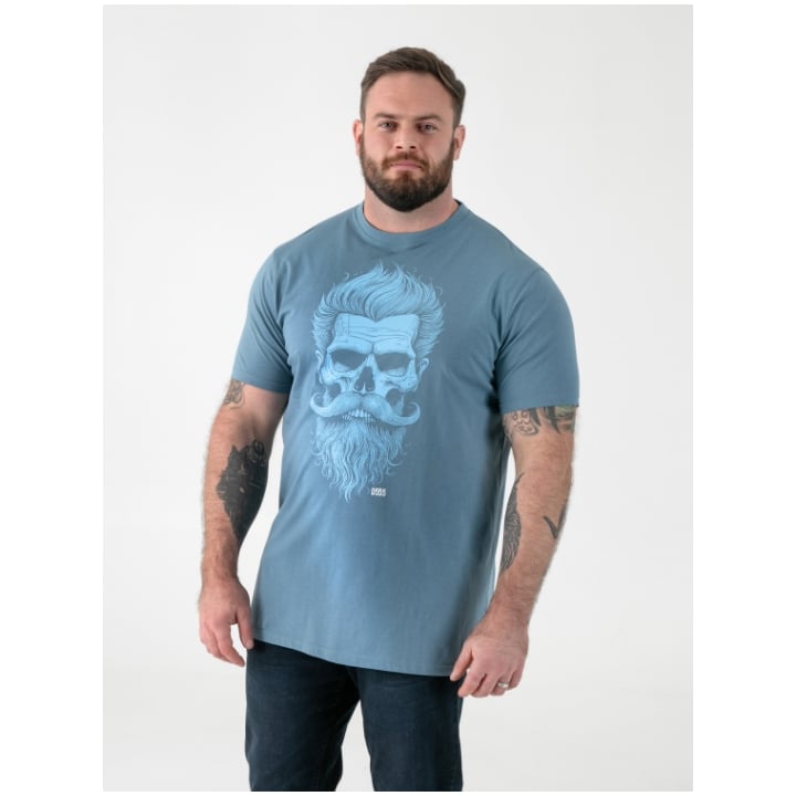 D555 MILLER Bearded Skull Printed Crew Neck T-Shirt Light Teal