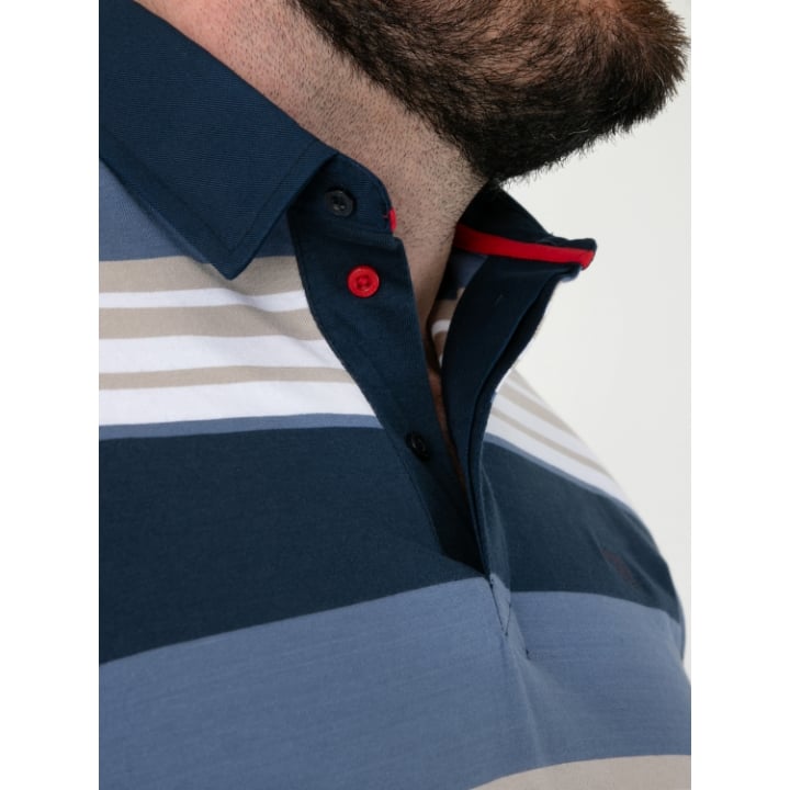 D555 WILLIS Stripe Short Sleeve Rugby Polo Shirt NAVY