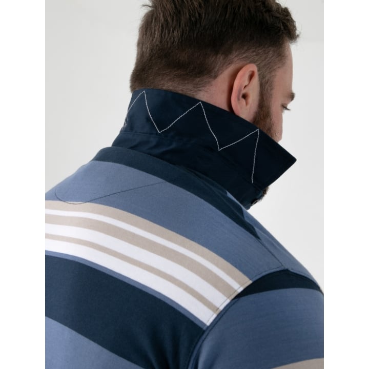 D555 WILLIS Stripe Short Sleeve Rugby Polo Shirt NAVY