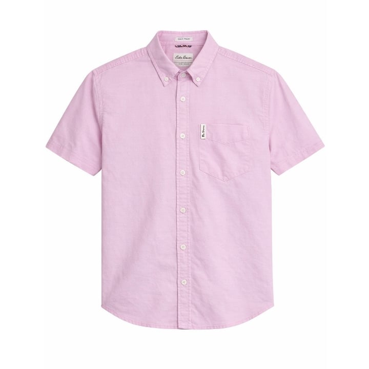 BEN SHERMAN Short Sleeve Organic Cotton Oxford Shirt Pink