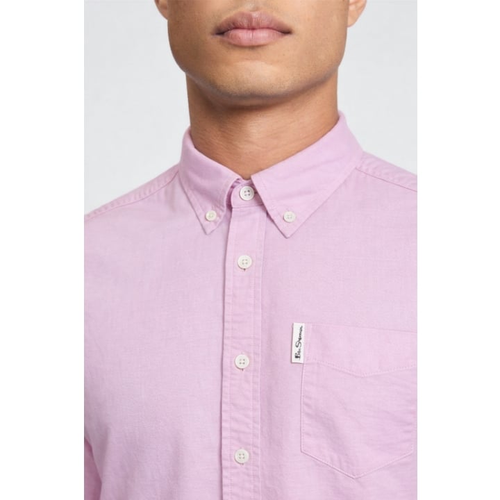 BEN SHERMAN Short Sleeve Organic Cotton Oxford Shirt PINK
