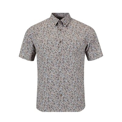 £45 2XL - 6XL DG'S DRIFTER Floral Print Shirt Short Sleeve 14931 BROWN