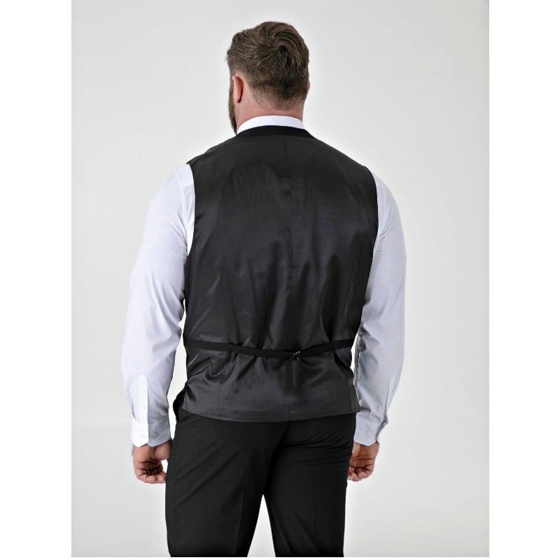 D555 TED Big Mens Tailored Suit Waistcoat with 4 Way Stretch BLACK