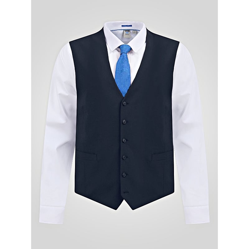 D555 TED Big Mens Tailored Suit Waistcoat with 4 Way Stretch NAVY