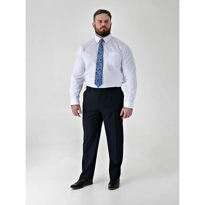 D555 TED Big Mens Tailored Suit Trousers with 4 Way Stretch NAVY