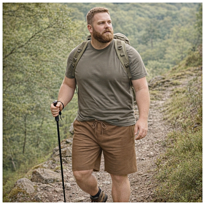 KAM Interlock Casual Shorts with Pin Pleat detail and Zipped Pocket KBS3321 OAK