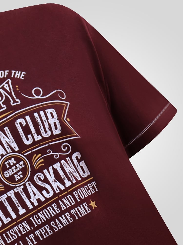 Description Additional information Reviews (0) D555 BALDWIN Grumpy Old Man’s Club MULTI-TASKING Print T-Shirt BURGUNDY