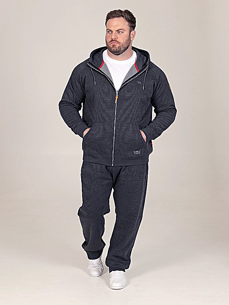 D555 Big Mens Navy Thru Zip Hoodie with Fine Stripe ERNEST 642001