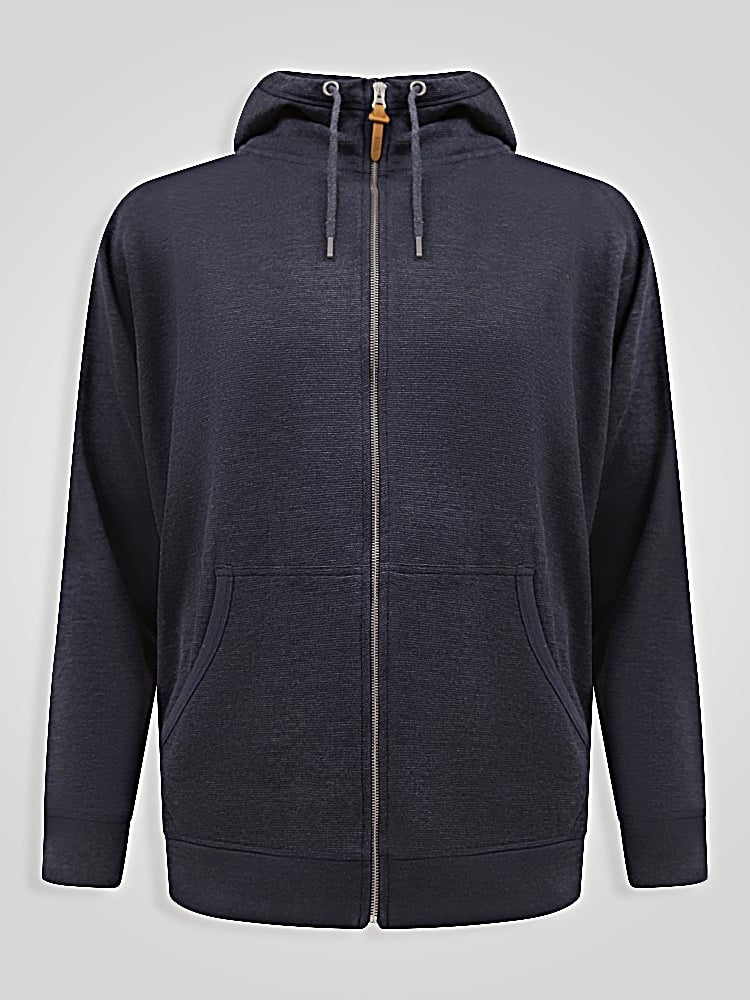 D555 Big Mens Navy Thru Zip Hoodie with Fine Stripe ERNEST 642001