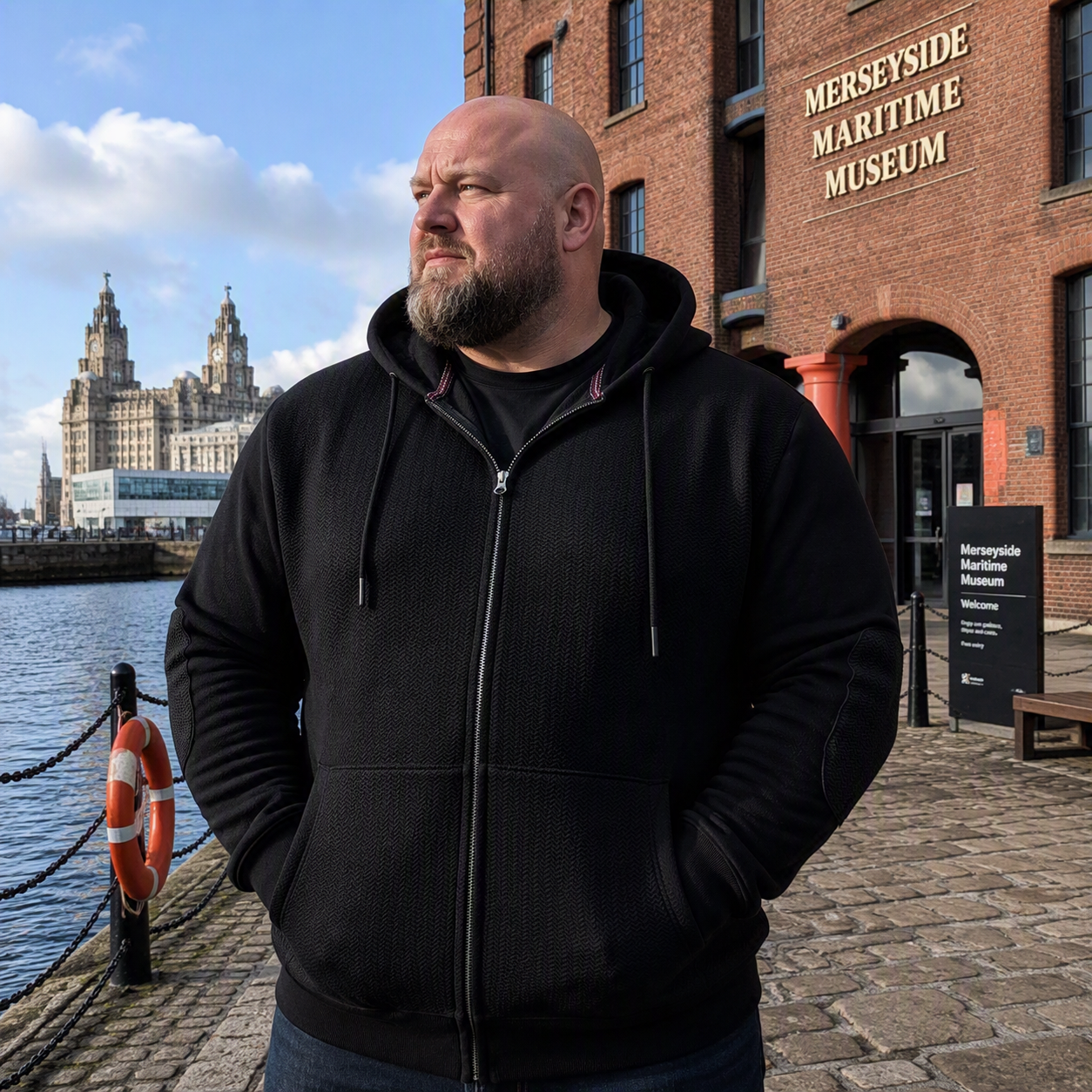 2XL – 8XL £39.50 KAM Zip Thru Jacquard Textured Hoody BLACK KBS7094