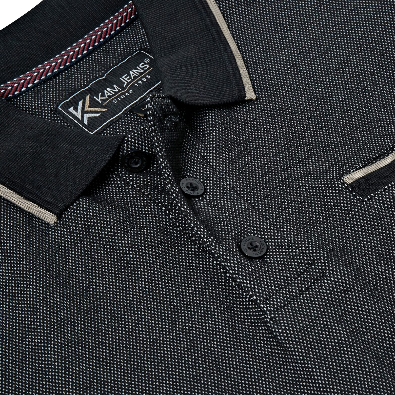 KAM Dobby Pique Polo Shirt BLACK KBS5555