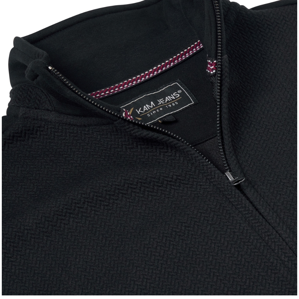 2XL – 8XL £39.50 KAM Zip Thru Jacquard Textured Hoody BLACK KBS7094