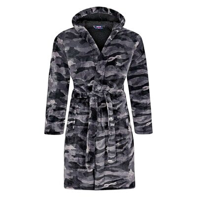ESPIONAGE Hooded Camo Fleece Gown PJ159 is available in Big Sizes for men up to 6XL / 64″ Chest.