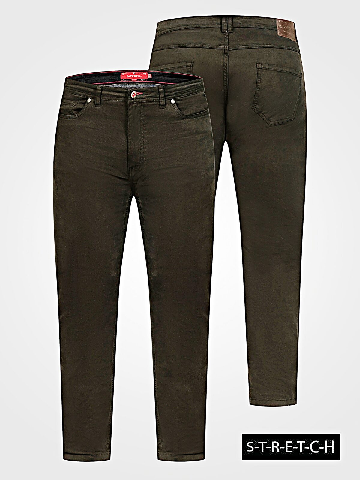 D555 KELVIN Tapered Fit Stretch Twill Chino with Peach Finish BLACK 502005
