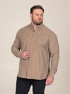 D555 CAREY Corduroy Shirt with Chest Pocket TAN112003 Big Sizes up to 7XL