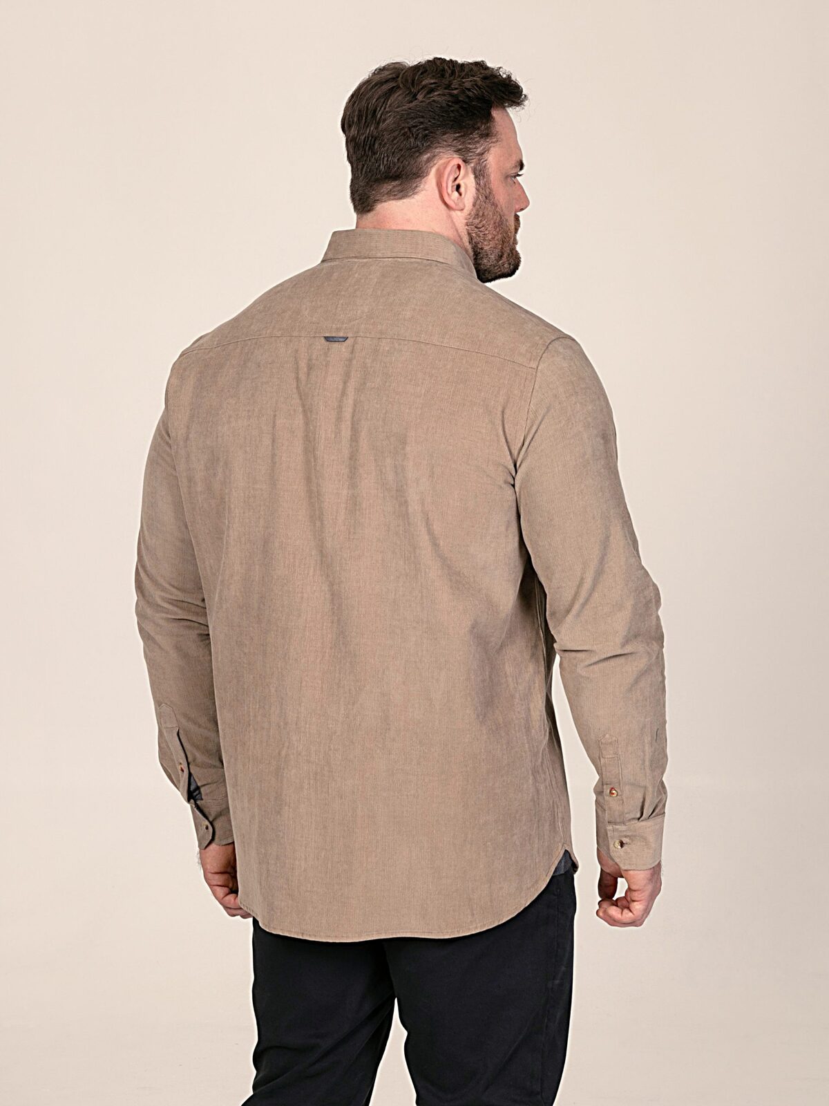 D555 CAREY Corduroy Shirt with Chest Pocket TAN112003 Big Sizes up to 7XL