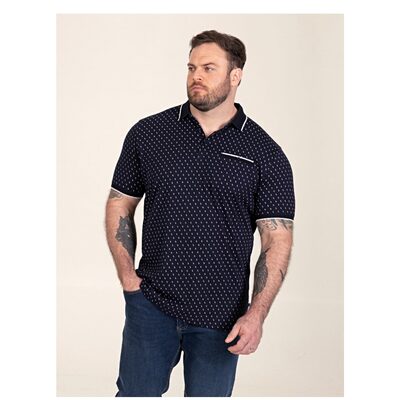 D555 REID Patterned Polo with Jacquard Collar and Pocket NAVY2x-6xl
