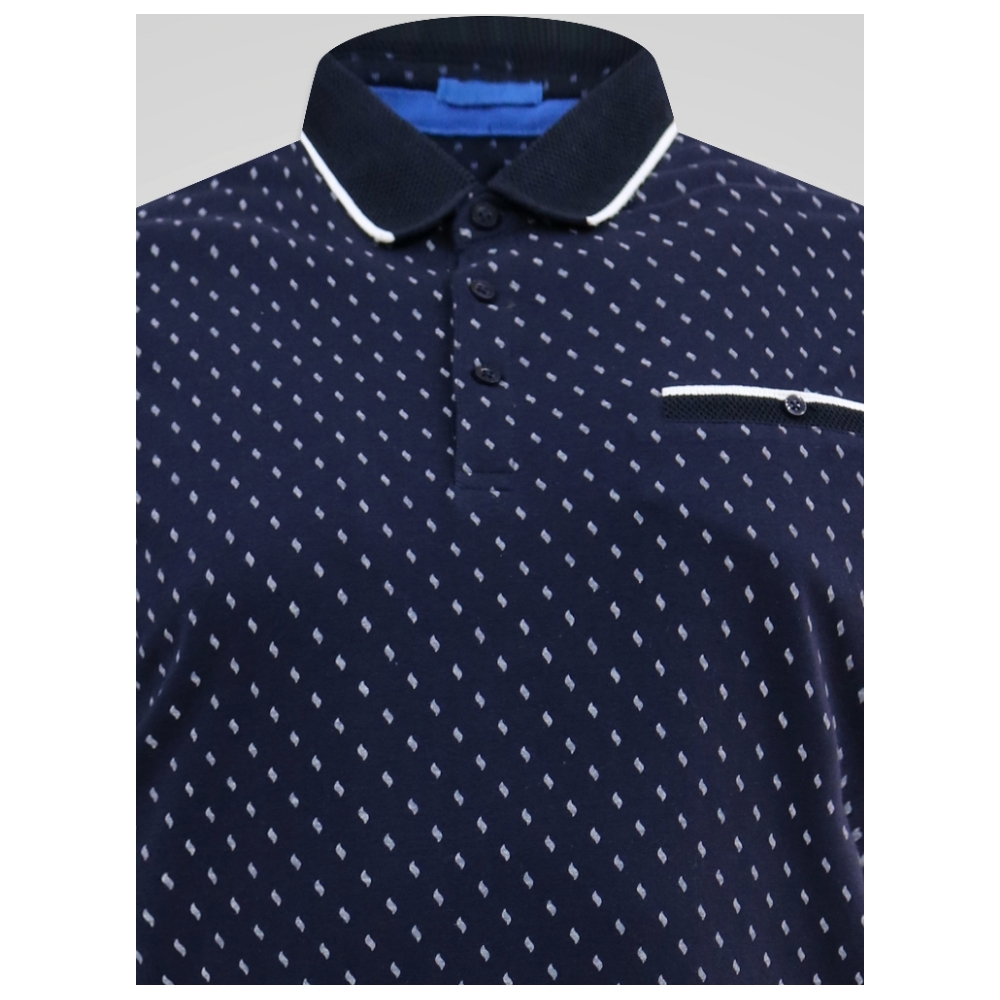 Jacquard Collar and Pocket NAVY 2x- 6xl