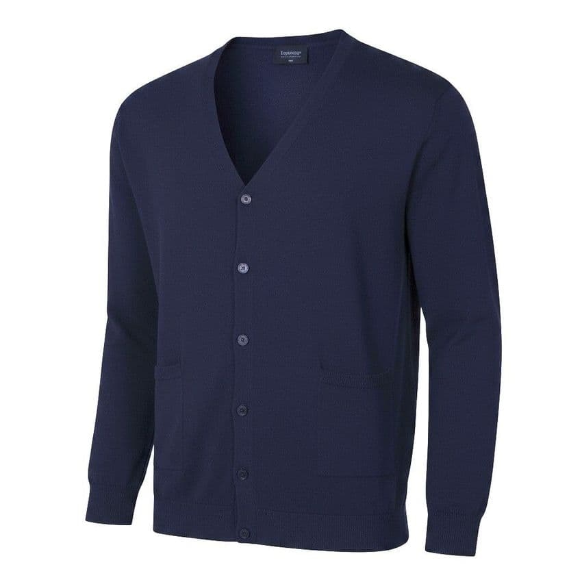 ESPIONAGE PURE COTTON CREW BUTTONED CARDIGAN BLACK / NAVY KW046