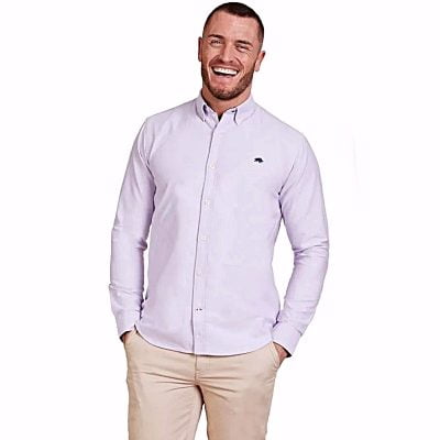 RAGING BULL SIGNATURE COTTON OXFORD LONG SLEEVE SHIRT LAVENDER