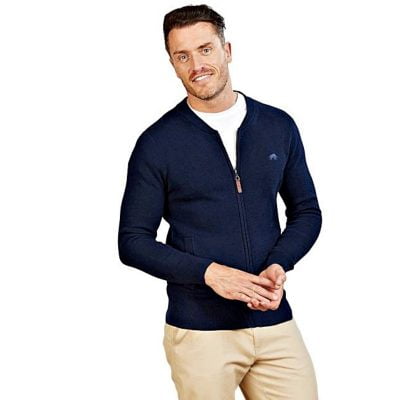 RAGING BULL COTTON ZIP THRU CARDIGAN NAVY