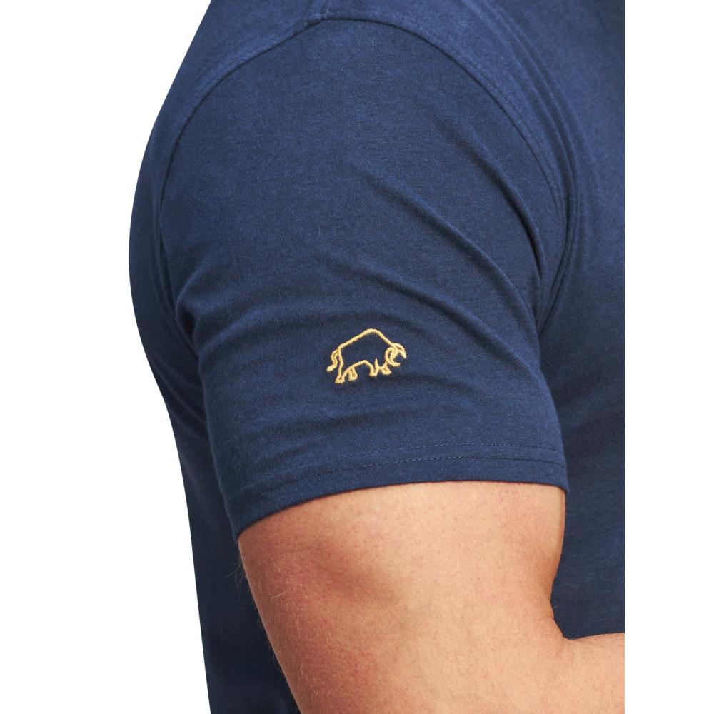 RAGING BULL PRINTED COTTON TEE WITH EMBROIDERY DETAIL NAVY