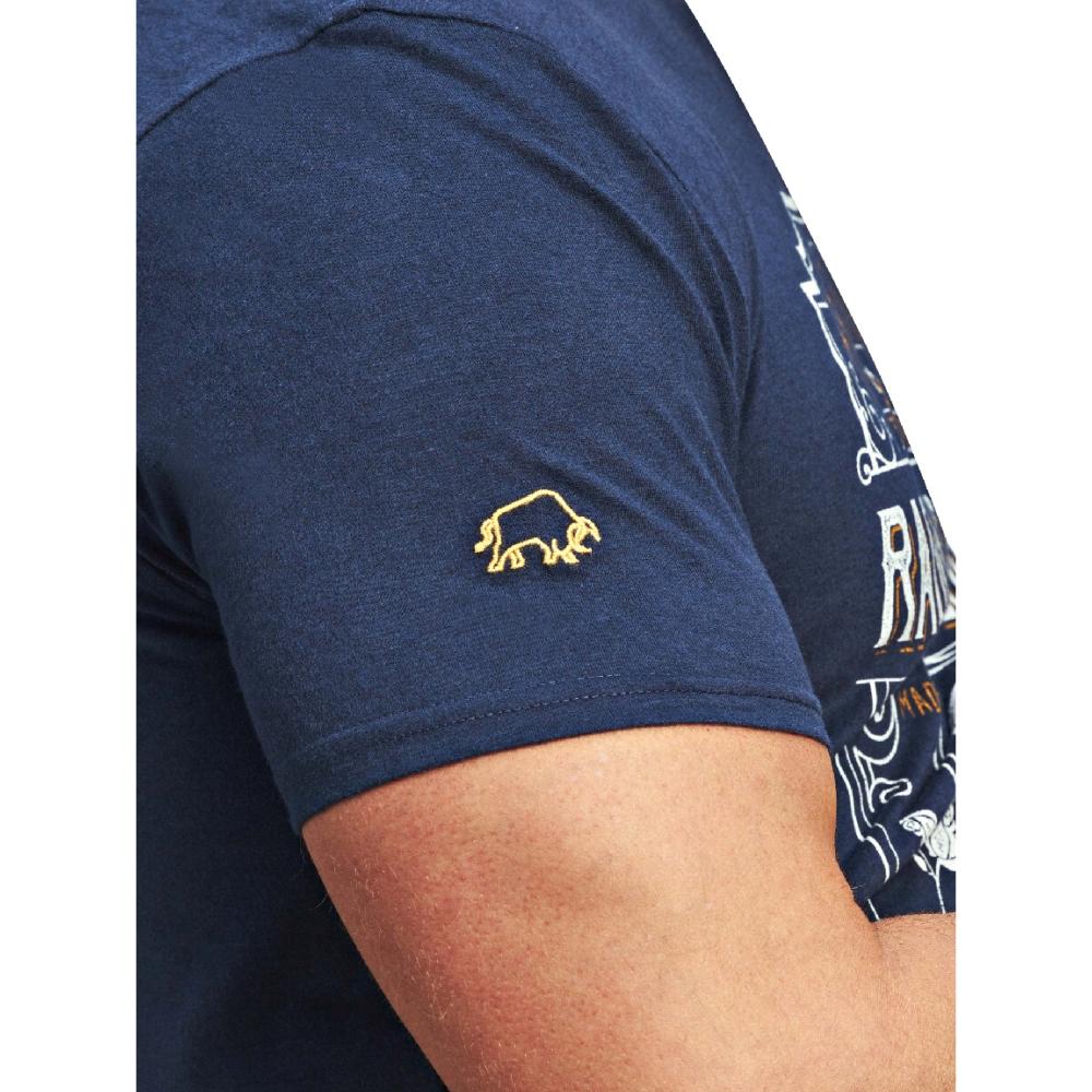 RAGING BULL PRIDE AND PASSION SKULL AND ROSES TEE NAVY