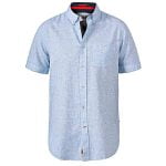D555 REID LINEN MIX SHORT SLEEVE BUTTON DOWN SHIRT SKY BLUE