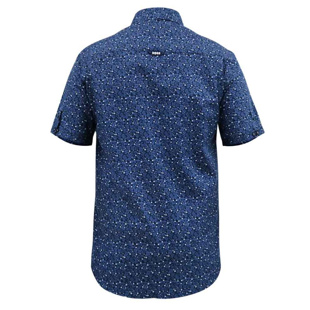 D555 TRISTAIN FLORAL PRINT COTTON SHIRT WITH CONCEALED BUTTON DOWN COLLAR BLUE