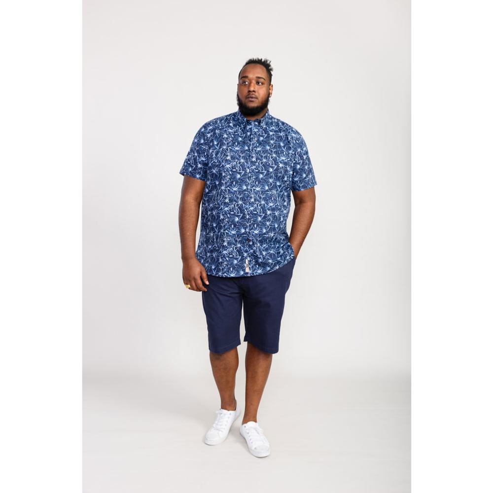 D555 PADBURY FLORAL ALL OVER  PRINT COTTON SHIRT WITH BUTTON DOWN COLLAR NAVY