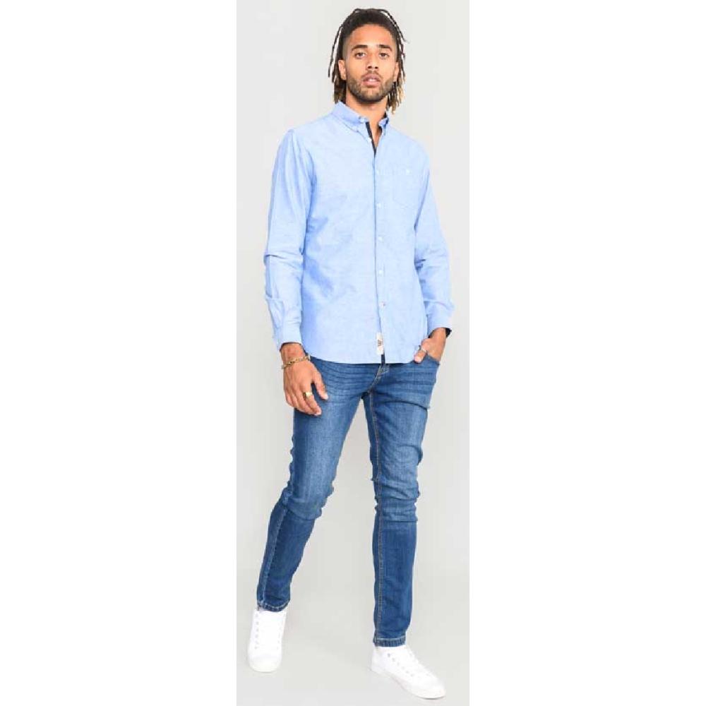 D555 COLCHESTER LONG SLEEVE OXFORD SHIRT WITH BUTTON DOWN COLLAR SKY