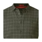 D555 TAYLOR LONG SLEEVE BRUSHED COTTON WINDOWPANE CHECK SHIRT OLIVE
