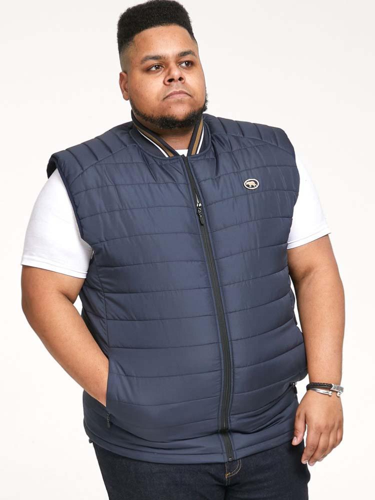 D555 RALPH PUFFER BODY WARMER WITH RIBBED COLLAR NAVY