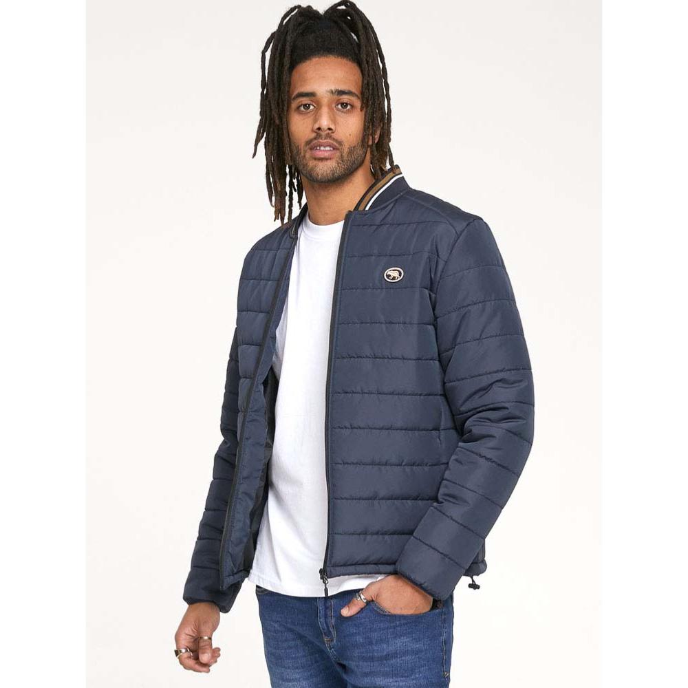 D555 JEREMY PUFFER JACKET WITH RIBBED COLLAR AND TIPPING NAVY