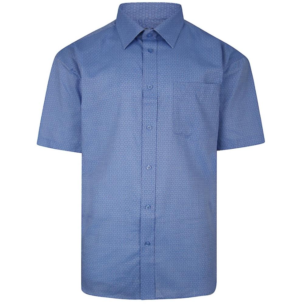 COTTON VALLEY SHORT SLEEVE PATTERNED SHIRT BLUE