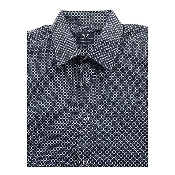 COTTON VALLEY ALL OVER PRINT SHORT SLEEVE SHIRT NAVY