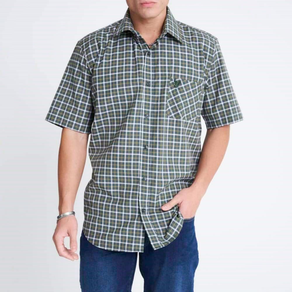 CARABOU CASUAL CHECK SHORT SLEEVE SHIRT OLIVE