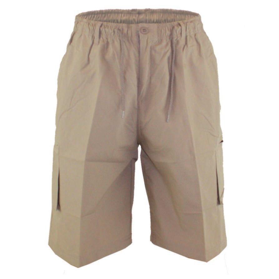 D555 NICK LIGHTWEIGHT CARGO SHORTS WITH ELASTICATED STRETCH WAISTBAND SAND