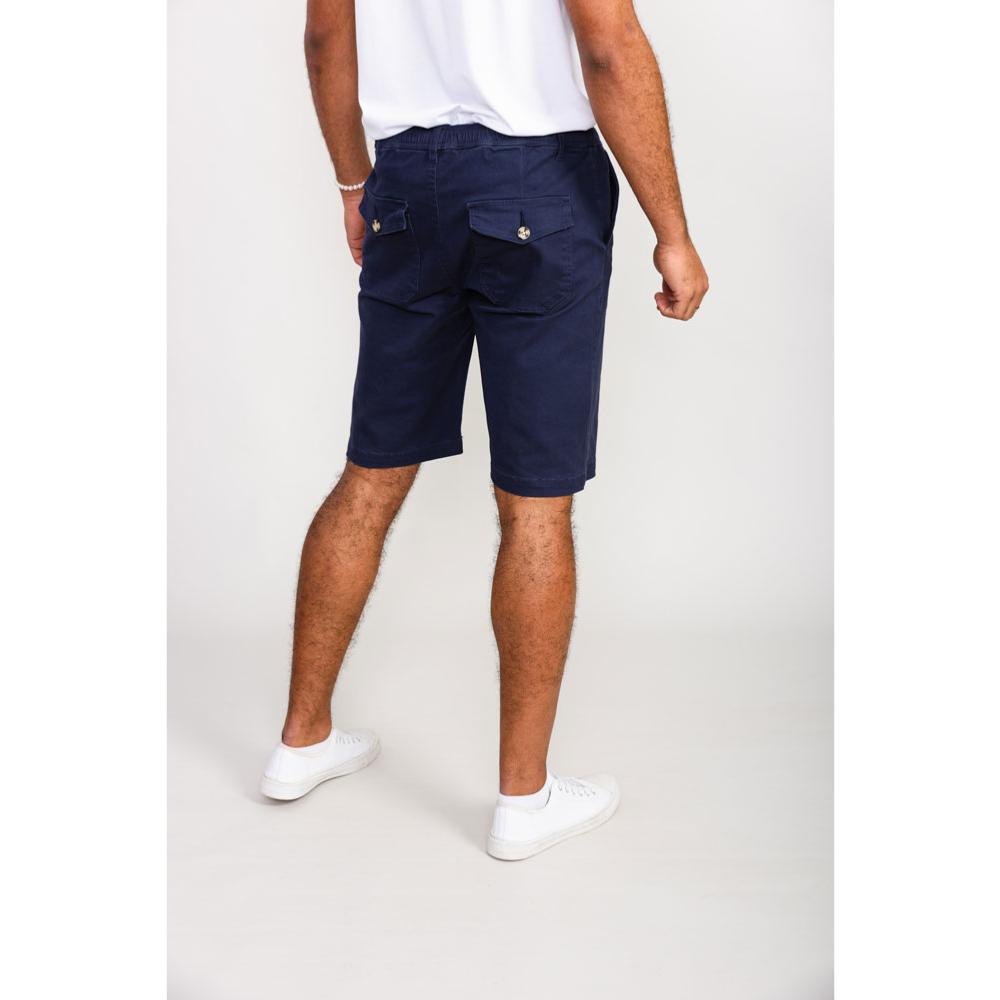 D555 BUTLEY COTTON CASUAL SHORTS WITH COMFORT STRETCH AND ELASTICATED WAISTBAND NAVY
