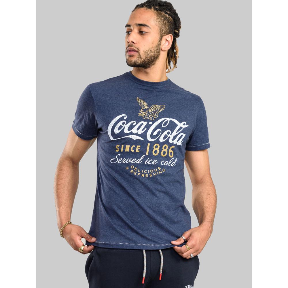 D555 DODINGTON OFFICIAL LOGO COCA COLA PRINT T-SHIRT NAVY MARL