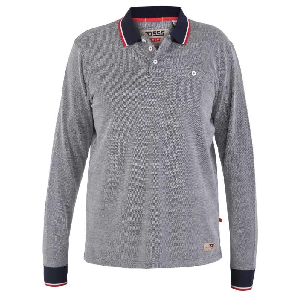 D555 HAWSTEAD LONG SLEEVE POLO WITH TIPPED COLLAR AND CUFFS NAVY