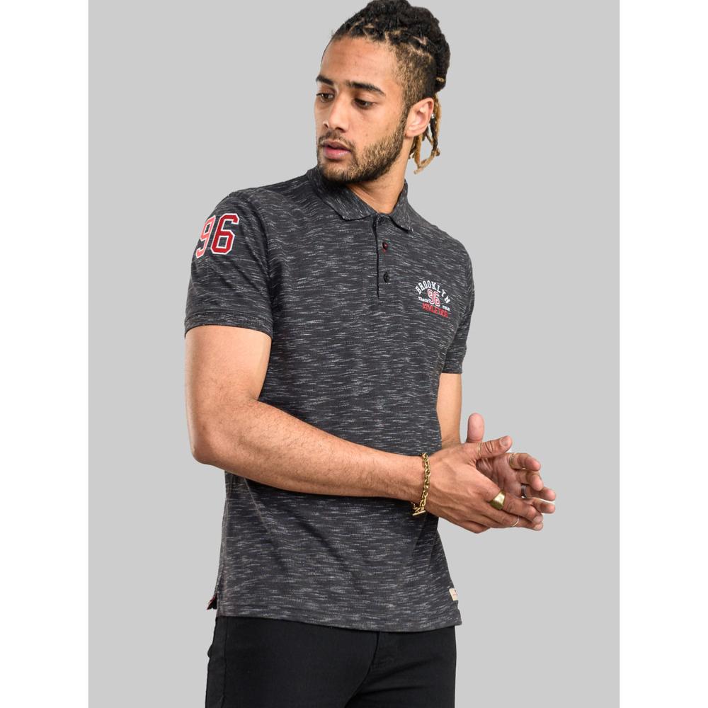 D555 CLAWTON BROOKLYN ATHLETICS RENO POLO WITH CHEST AND SLEEVE EMBRIODERY CHARCOAL